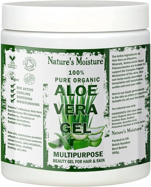 100% Pure Aloe Vera Gel from Freshly Cut Aloe Ideal for all skin & hair types After Sun Care, Dry Skin Hydration, Acne, Suitable for Face, Body, Hair, Cruelty-free Big 500g
