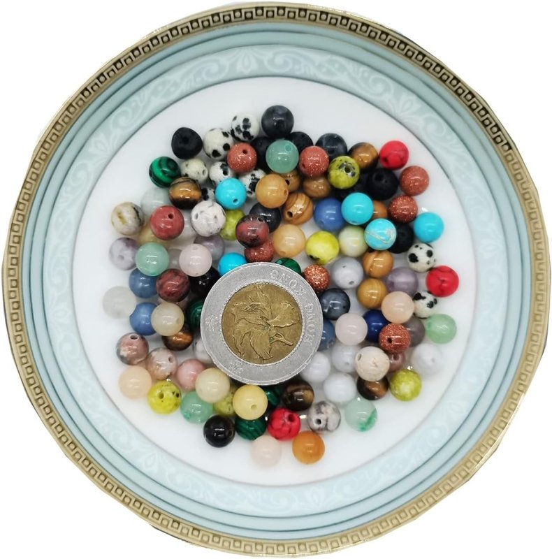 1200pcs 6mm Natural & Synthetic Round Stone Beads Loose Gemstone Stone Beading Hole Size 1mm DIY Smooth Beads for Bracelet Necklace Earrings Jewelry Making (24 Material - 6mm) - Beads - British D'sire