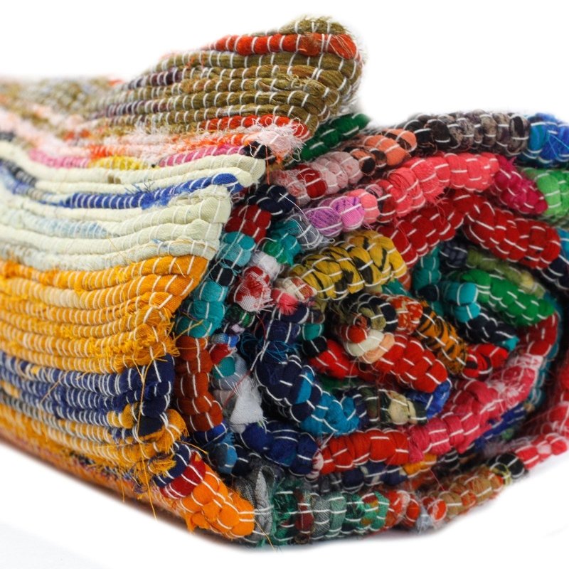 155 x 90cm Luxury Rag Rug - Natural - Indian Rag Rugs - British D'sire