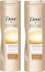 2 Pack of Dove Nourishing Body Care Visible Glow Gradual Self-Tan Fair to Medium Body Lotion 400ml - British D'sire