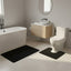 2 Piece Box Design Bath Mat Set Soft Absorbent Non-Slip Bathroom Mats - Black - British D'sire