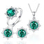 3 PCS/Set Snow Shape Gemstone Jewelry Set For Women, Ring Size:9 (Green) - women ring - British D'sire