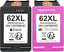 62XL Ink Cartridges Replacement for HP62 HP 62XL HP 62 Ink Cartridges Twin Pack for HP Envy 5540 5640 5546 5544 7640 5644 5541 5646 5542 OfficeJet 250 200 5740 5742 (1 Black, 1 Tri - colour) - Cartridges Replacement - British D'sire