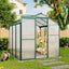 6ft × 6ft Greenhouse Polycarbonate Aluminium Greenhouse with Window and Sliding Door - Garden Shed - British D'sire