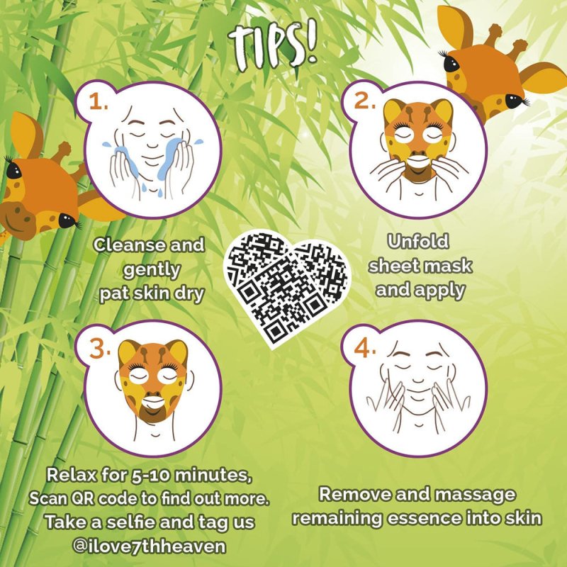7th Heaven Face Food Born Free Giraffe Sheet Mask enriched with Cucumber and Aloe Vera to Soothe, Hydrate and Refresh your Skin - Sheet Mask - British D'sire