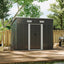 8 x 4 ft Metal Garden Shed Tool Storage with Base Frame, Charcoal Black - Garden Shed - British D'sire