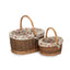 Garden Rose Cotton Lined Country Oval Wicker Shopping Baskets