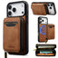 For iPhone 18 Pro / 17 Pro LC.IMEEKE L6 Series Zipper Card Bag MagSafe Magnetic Phone Case(Brown)