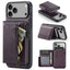 For iPhone 18 Pro / 17 Pro Fierre Shann Oil Wax Vegan Leather Magnetic Card Holder Back Phone Case(Purple)