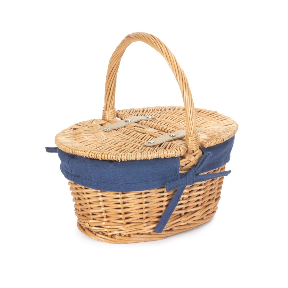 Red Hamper Child's Lined Oval Lidded Picnic Basket