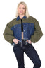 Elaina Fashion Women's Khaki & Denim Jacket Casual Short Jean Coat Color Block Lapel Button Down Ripped Hem Shirt Denim Regular Fit Shacket Streetwear - Elaina Fashion