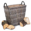 Red Hamper Grey Rectangular Wicker Log Basket