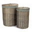 Red Hamper Antique Wash Round Linen Basket with Grey Sage Lining