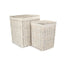 Square White Wash Wicker Laundry Basket