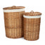 Light Steamed Round White Cotton Lined Laundry Baskets