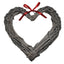 Wicker Wide Heart Wreath With Red Spotty Ribbon