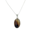 Very Beautiful Long Oval-Shaped Banded Agate Pendant Handcrafted on .925 Sterling Silver