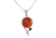 This beautiful orange colour round Sponge Coral pendant is set in an open back bazel.
