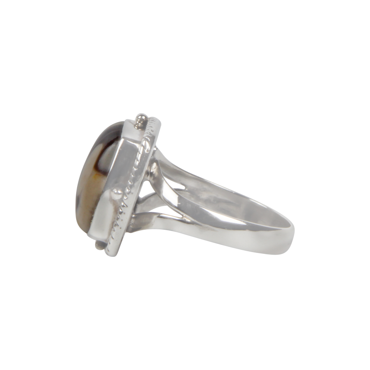 Sundari Jewellery Square Shaped Peanut Wood Jasper Sterling Silver Ring