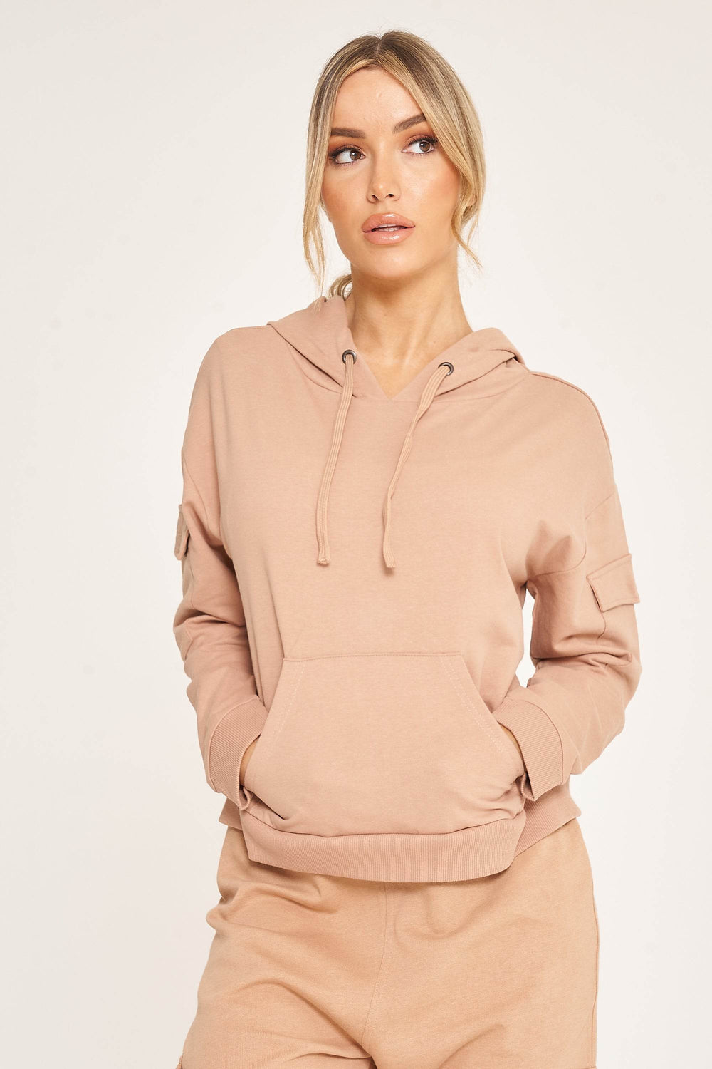 Elaina Fashion Women's Camel Short Hoodie Sweatshirt Casual Winter Thermal Warm Pullover Jumper Tunic- Fitted Long Sleeve Streetwear Gym Runing Autumn Top - Elaina Fashion
