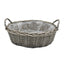 Lined Large Round Antique Wash Display Wicker Tray