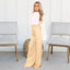 Women's Camel High Waist Wide Flared Leg Palazzo Pant with Side Slits Design Summer Button Pull-On Trousers Work Office Club Party Streetwear - Elaina Fashion