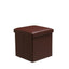 Faux Leather Storage Ottoman Storage Box With Lid Foldable - 38x38x38cm Square - Brown