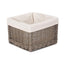 Red Hamper Square Antique Wash Wicker Lined Storage Basket