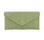 Italian Designer Soft Suede Leather Envelope Clutch Cross Body Eleonora- Sage Green