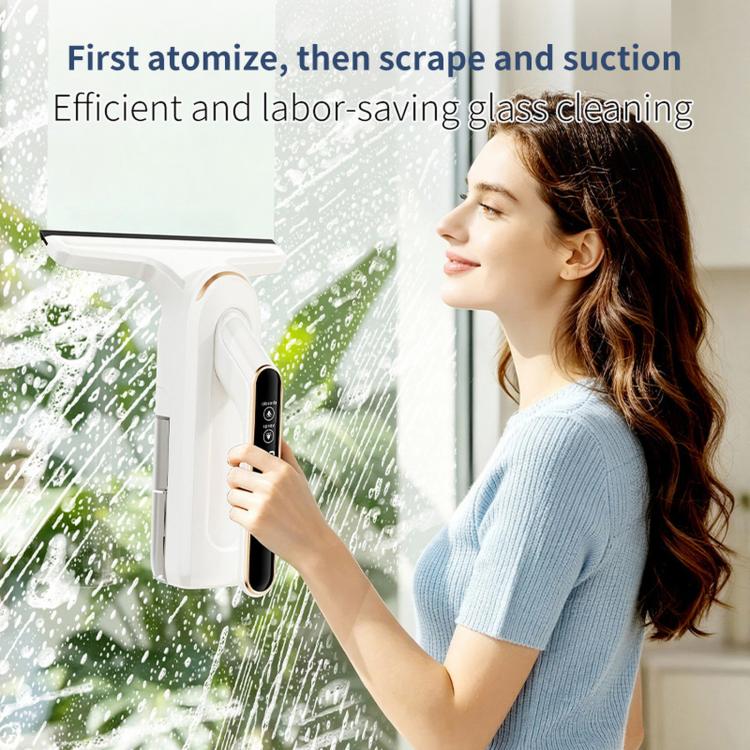 Cordless Electric Window Cleaner With Spray Function, Rechargeable Glass Squeegee Vacuum(White Gold)