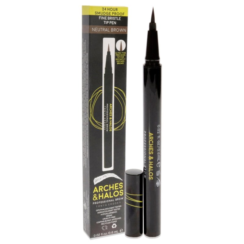 Arches and Halos - Fine Bristle Tip Pen - Neutral Brown for Women - 0.02 oz Eyebrow Pen - Eyebrow Pen - British D'sire