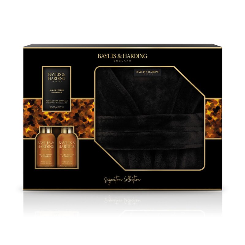 Baylis & Harding Black Pepper & Ginseng Luxury Gown Set Signature Collection - Bath & Body Gift Sets - British D'sire