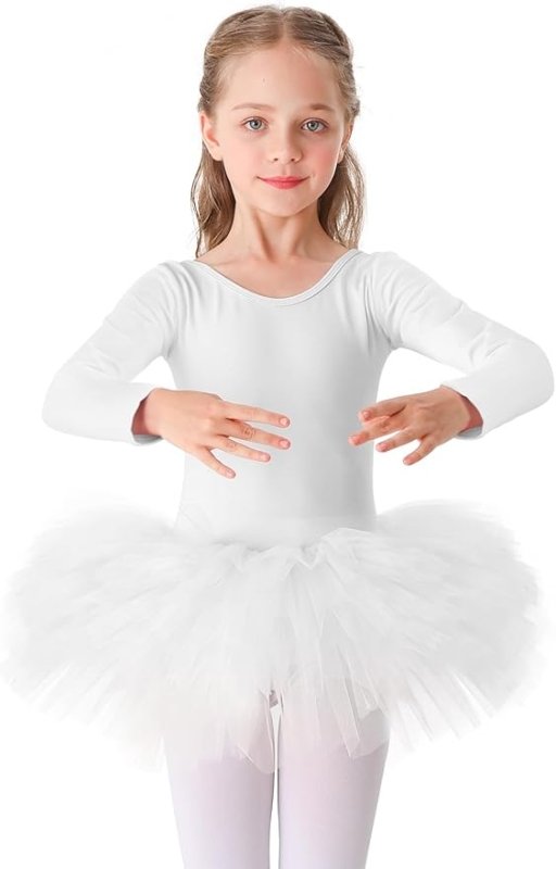 Bezioner Girls' Ballet Tutu Dress Cotton Dance Leotard with Skirt Long Sleeve Ballerina Outfit - British D'sire Bezioner Girls' Ballet Tutu Dress Cotton Dance Leotard with Skirt Long Sleeve Ballerina Outfit - British D'sire
