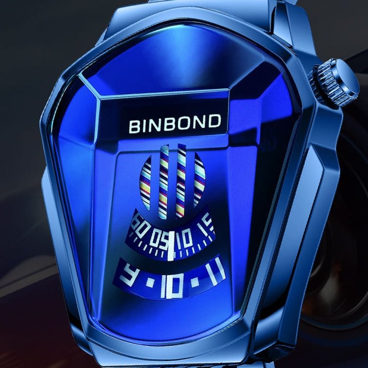 BINBOND Locomotive Concept Steel Belt Watch Men Live Black Technology Watch(White Steel White Face) - British D'sire