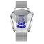 BINBOND Locomotive Concept Watch Men Live Black Technology Watch(White Net Belt-White Steel-White Face) - British D'sire