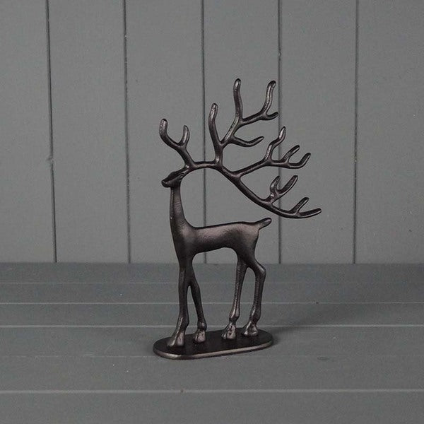 Black Metal Reindeer Dimensions: 26.0cm (W) x 7.0cm (D) x 39.0cm (H) - Figurines - British D'sire