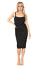 Black Ruched Bodycon Midi Dress – Sleek & Sculpting Fit - Dresses - British D'sire