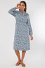 Blue Animal Printed Midi Dress – Long Sleeve - Dresses - British D'sire