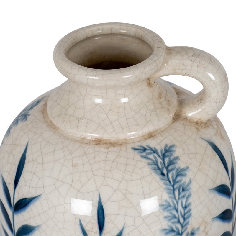 Blue Flora Amphora Jug Vase - Blue Ceramic Decorative Vase - Vases - British D'sire