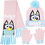 Bluey Hat Scarf and Gloves Set Kids - Beanie Scarf and Kids Gloves One Size Cosy Winter Accessories - Gifts for Kids - Women's Scarves - British D'sire