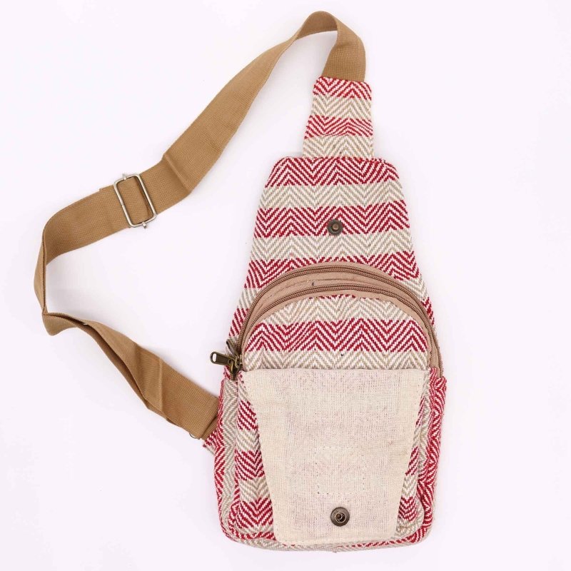 Body Cross Bag Cotton - Tan & Pink - Natural Cotton Cross-Body Bags - British D'sire