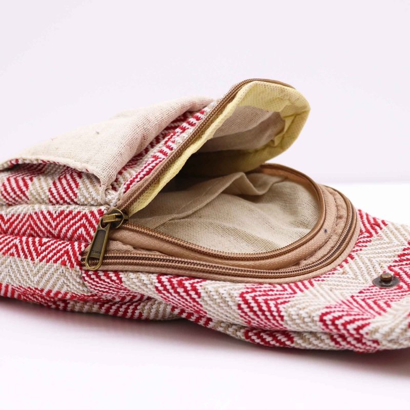 Body Cross Bag Cotton - Tan & Pink - Natural Cotton Cross-Body Bags - British D'sire