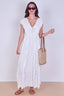 Boho Ruffle Detail Maxi Dress with Tie Neck – One Size (UK 8–14) - Dresses - British D'sire