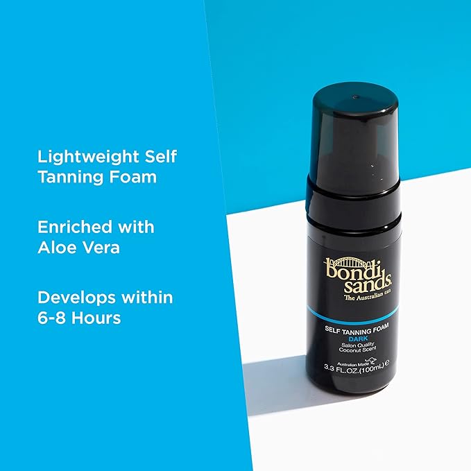 Bondi Sands Dark Self-Tanning Foam | Lightweight, Buildable Formula Gives a Deep Bronzed Glow for a Flawless Finish, Enriched with Aloe Vera, Vegan + Cruelty Free, Coconut Scent | 100 mL/3.3 Oz - British D'sire