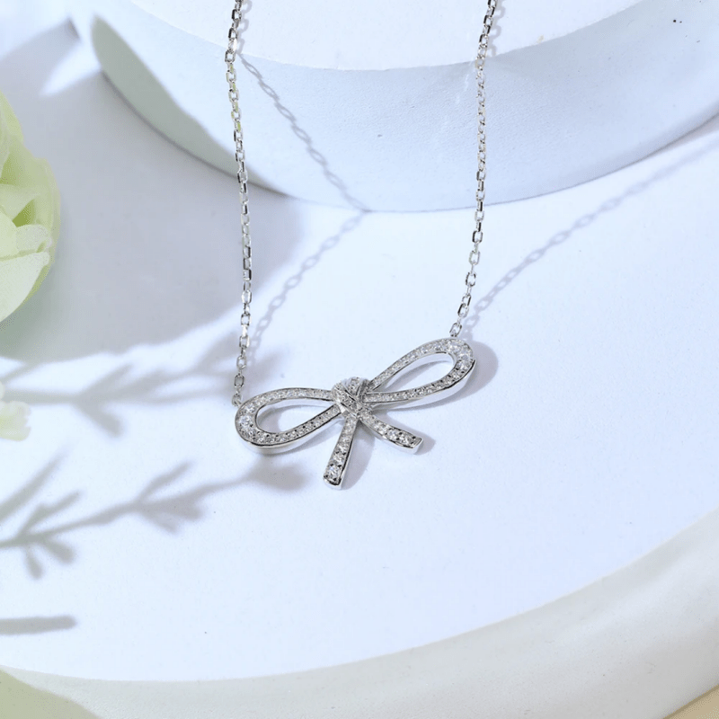 Brand new high quality pure silver bow necklace fashion design jewellery necklace - Necklaces & Pendants - British D'sire