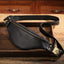 Bull Captain Retro Crazy Horse Leather Men Waist Bag Shoulder Bag Crossbody Bag(Black) - British D'sire
