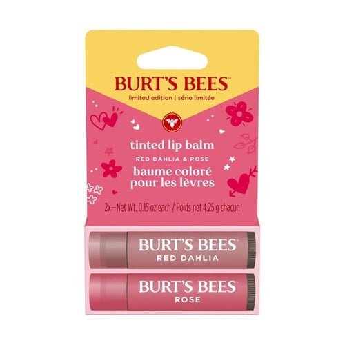 Burt's Bees Tinted Lip Balm Duo, Limited Edition Gift Set Red Dahlia and Rose 2 x 4.5g