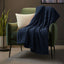 Chunky Ribbed Mink Throw Ultra Soft Warm Elegant Blanket for Sofa Or Bed - 150 x 200cm - Navy Blue - British D'sire