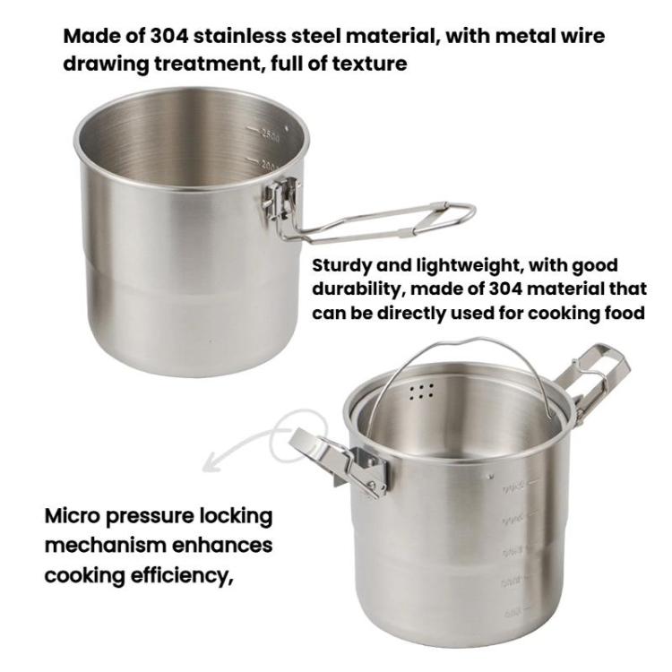 CLS Dual-ear 3000ml 16cm Heightened Outdoor Pots 304 Stainless Steel Outdoor Cooking Kettles - British D'sire
