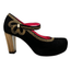 Cognac - Black/Gold strap heel - Heel Shoe - British D'sire